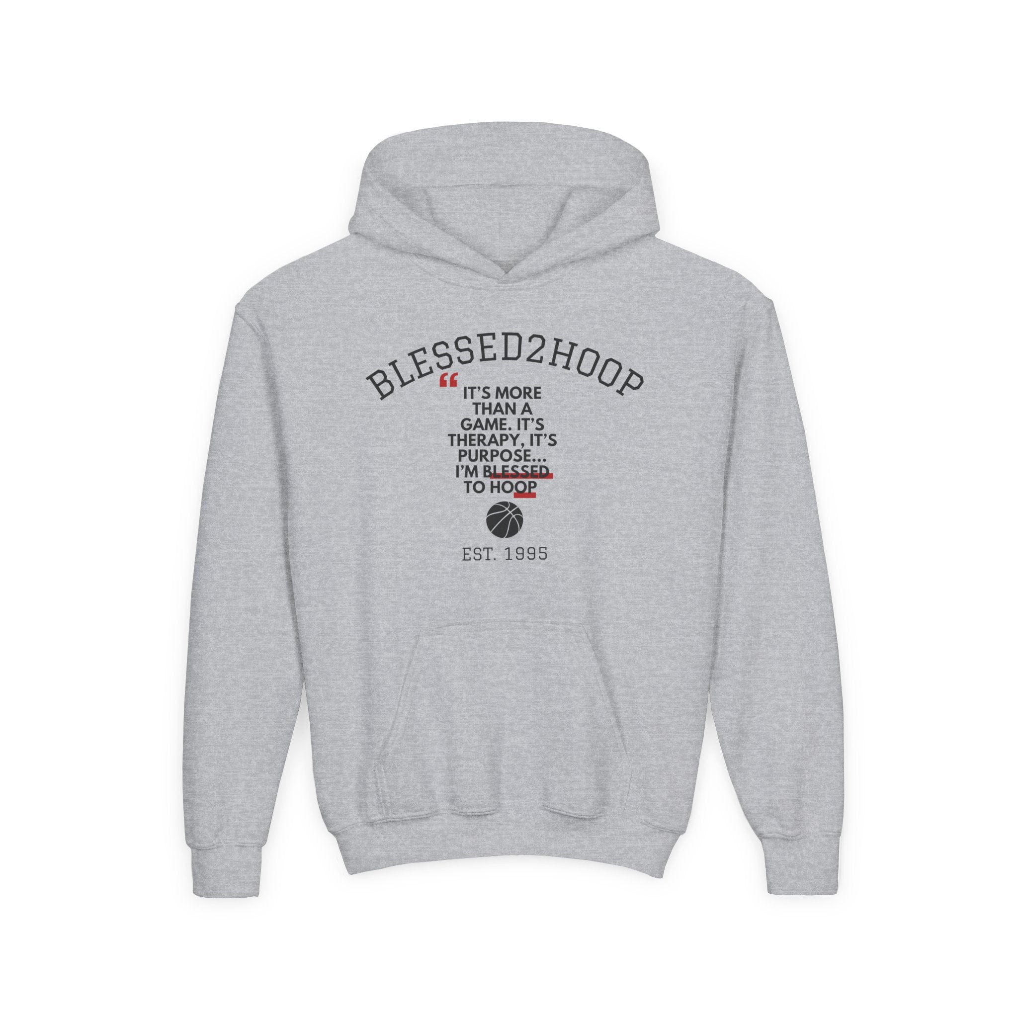Youth Hoodie: Blessed2Hoop Basketball Sweatshirt, Trendy Sportswear, Gift for Athletes, Motivation Wear, Cozy Layer for Gamers