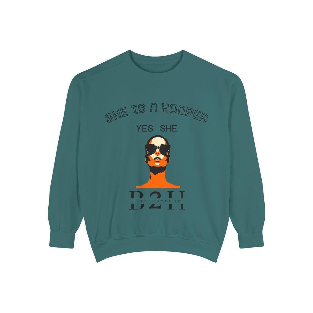 Hip Unisex Garment-Dyed Sweatshirt, Basketball Apparel, Women’s Fashion, Gift for Her, Athleisure Wear, Street Style