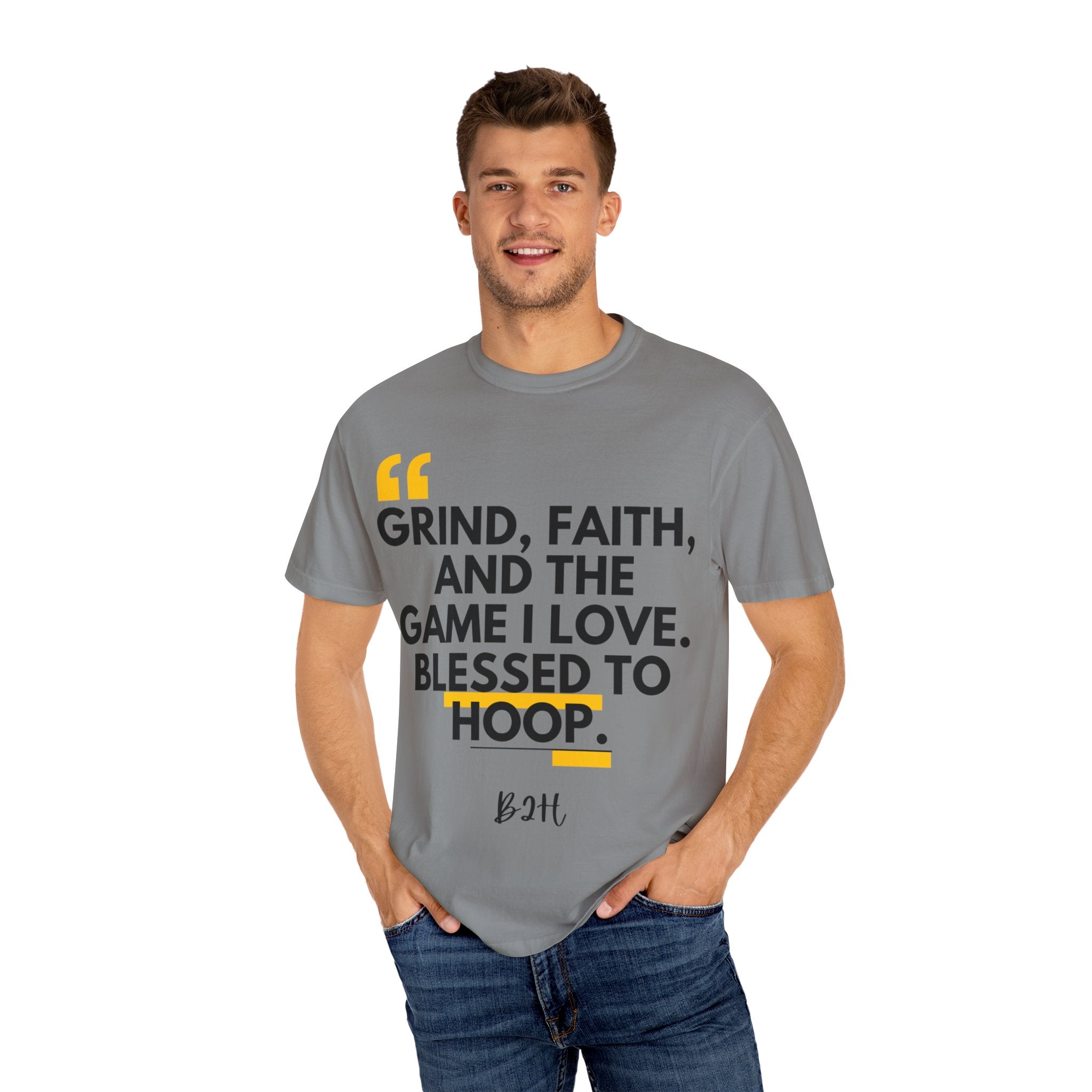Garment-Dyed T-Shirt with Motivational Quote, Basketball Fan Gift, Inspirational Shirt, Faith and Sport Apparel, Fitness Quote Tee