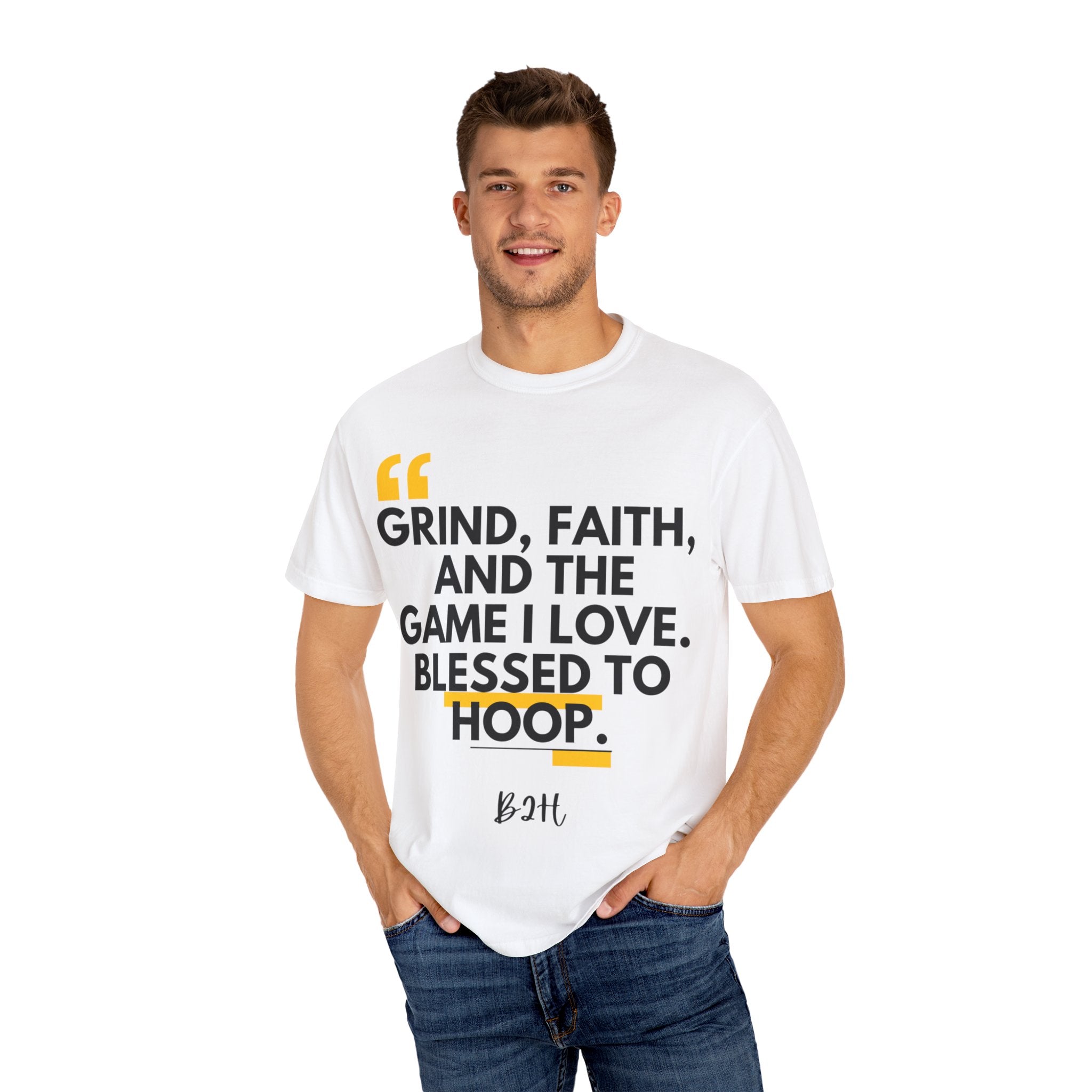 Garment-Dyed T-Shirt with Motivational Quote, Basketball Fan Gift, Inspirational Shirt, Faith and Sport Apparel, Fitness Quote Tee