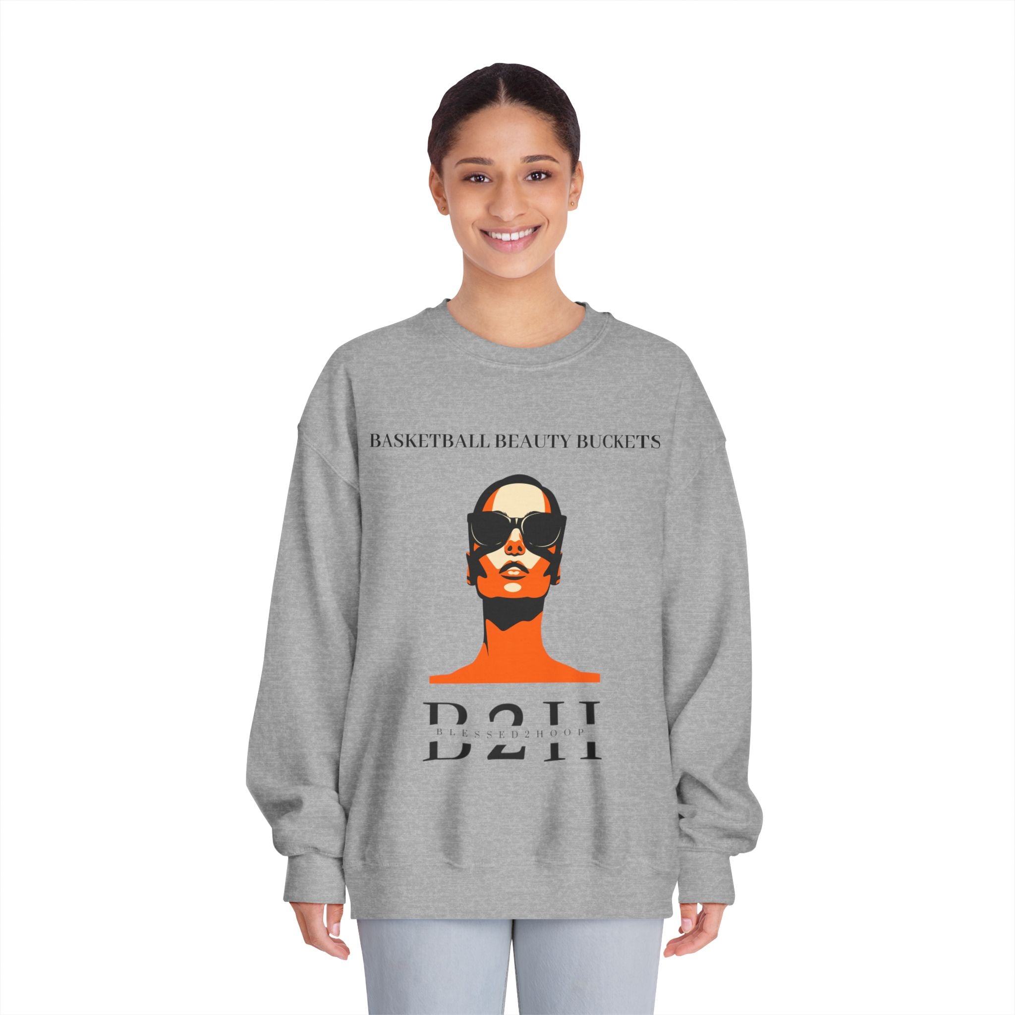 Chic Basketball-Inspired Crewneck Sweatshirt, Trendy Sweatshirt, Comfortable Outfit, Gift for Sports Lovers, Fashionable Loungewear