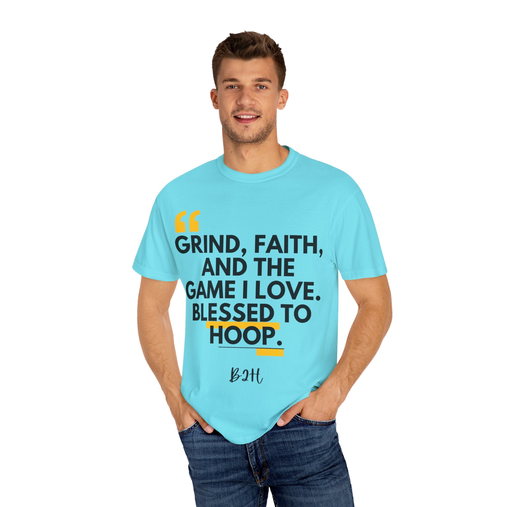 Garment-Dyed T-Shirt with Motivational Quote, Basketball Fan Gift, Inspirational Shirt, Faith and Sport Apparel, Fitness Quote Tee