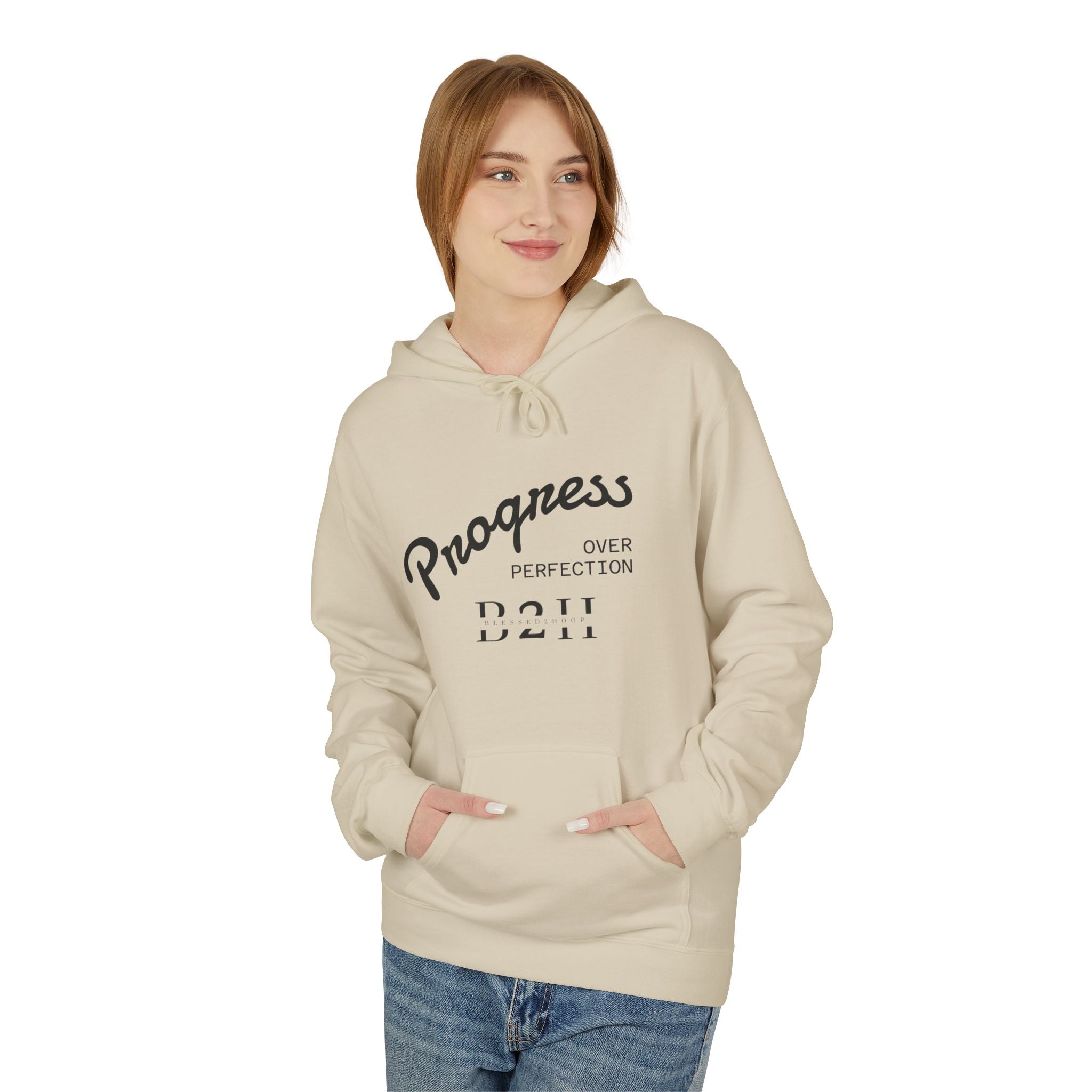 Progress Over Perfection Hoodie | Cozy Unisex Fleece Sweatshirt for Motivation, Gift for Him/Her, Inspirational Apparel, Casual Wear