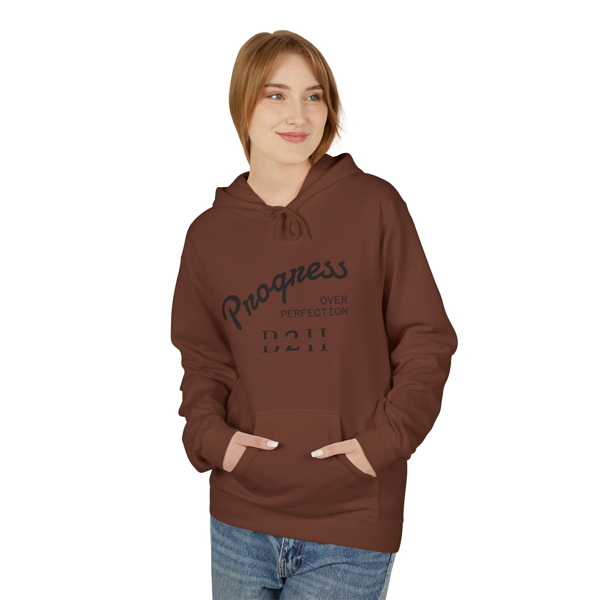 Progress Over Perfection Hoodie | Cozy Unisex Fleece Sweatshirt for Motivation, Gift for Him/Her, Inspirational Apparel, Casual Wear