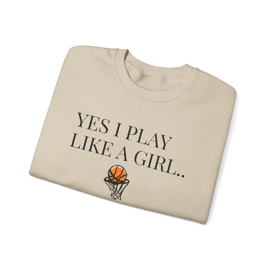 Girls Play Basketball Crewneck Sweatshirt, Unisex Sweatshirt, Sports Apparel, Gift for Athletes, Inspirational Hoodie, Sweater for Her
