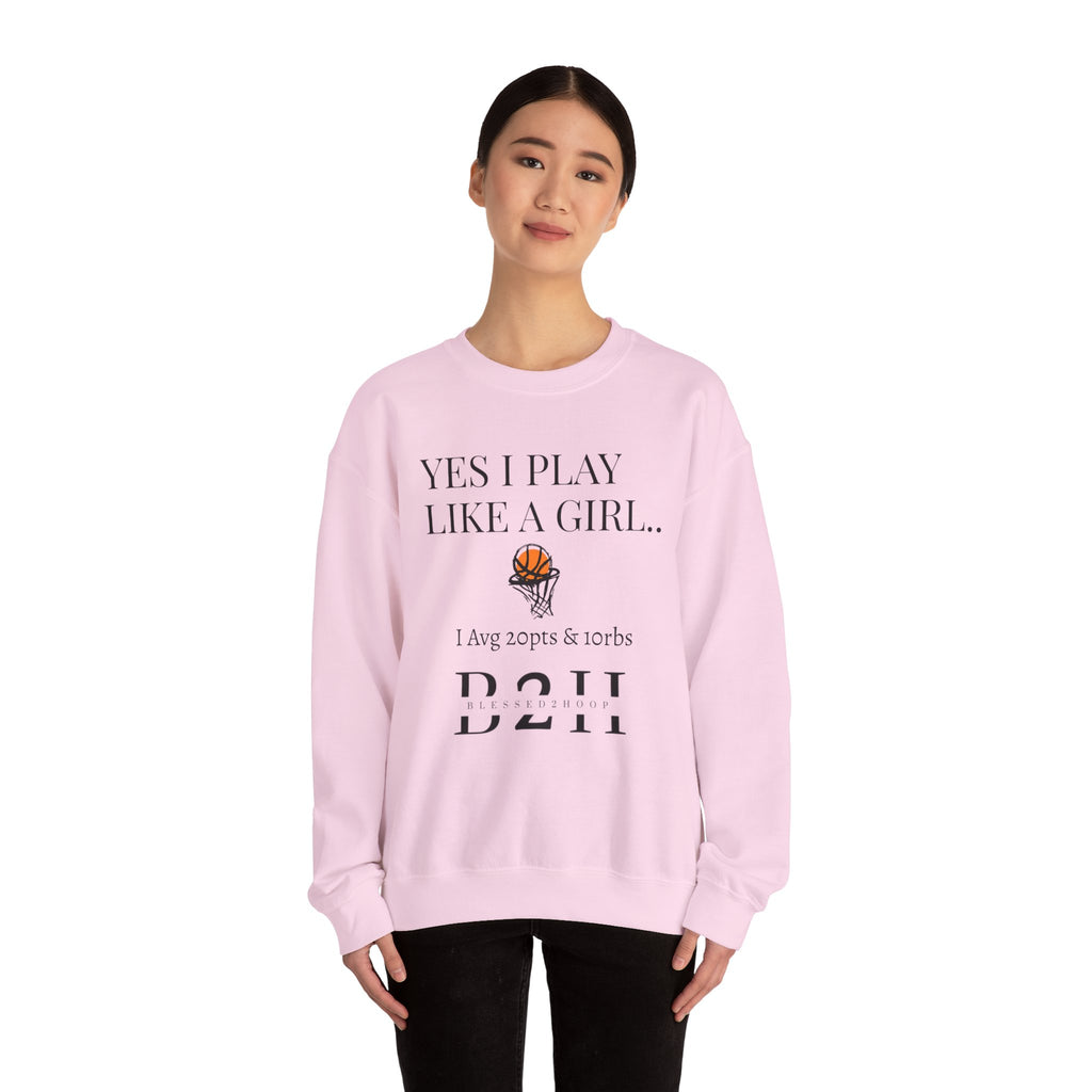 Girls Play Basketball Crewneck Sweatshirt, Unisex Sweatshirt, Sports Apparel, Gift for Athletes, Inspirational Hoodie, Sweater for Her