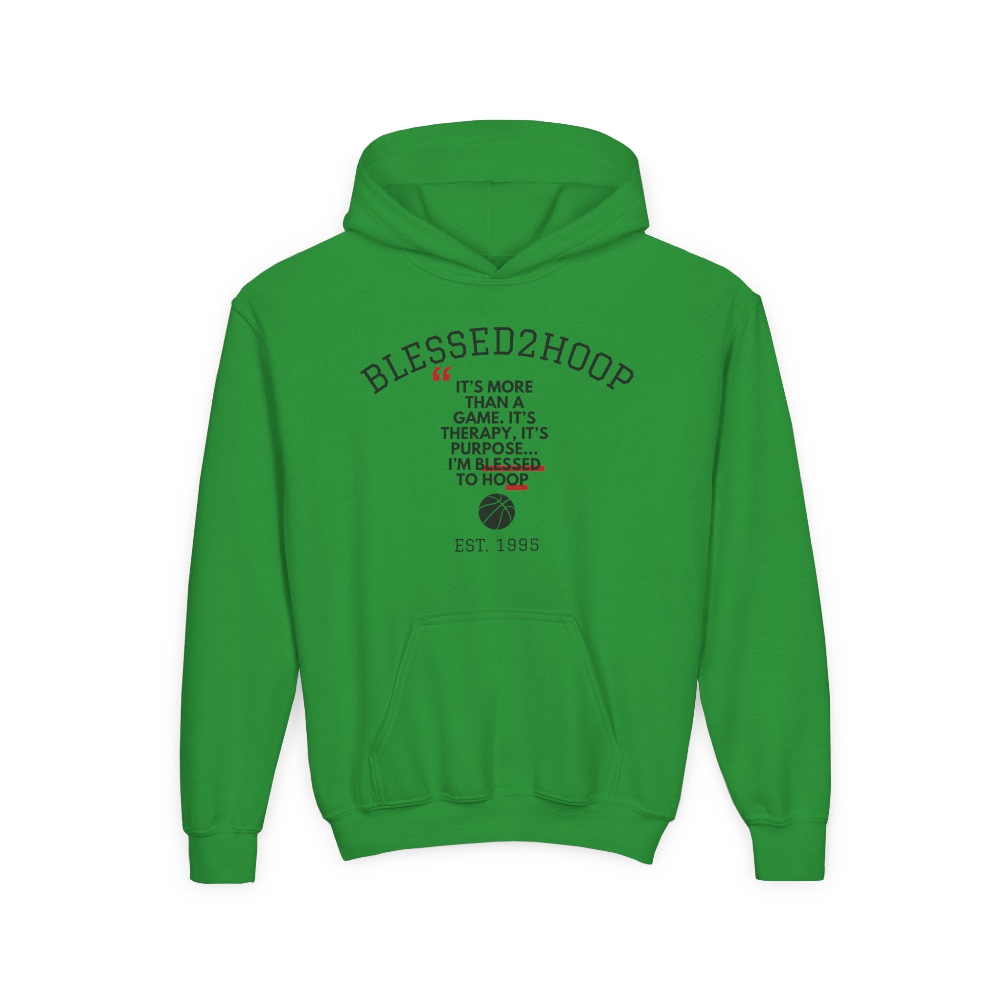 Youth Hoodie: Blessed2Hoop Basketball Sweatshirt, Trendy Sportswear, Gift for Athletes, Motivation Wear, Cozy Layer for Gamers