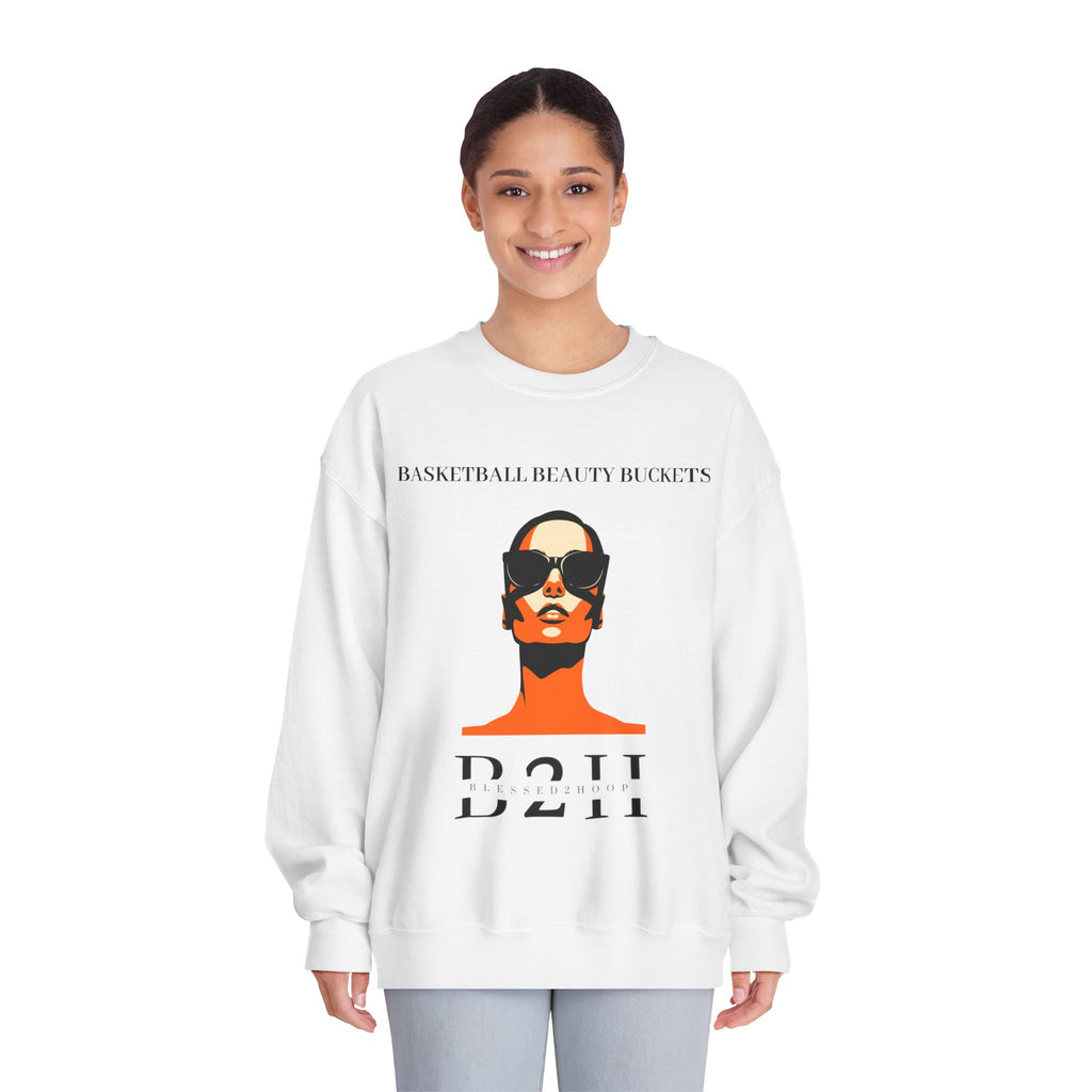 Chic Basketball-Inspired Crewneck Sweatshirt, Trendy Sweatshirt, Comfortable Outfit, Gift for Sports Lovers, Fashionable Loungewear