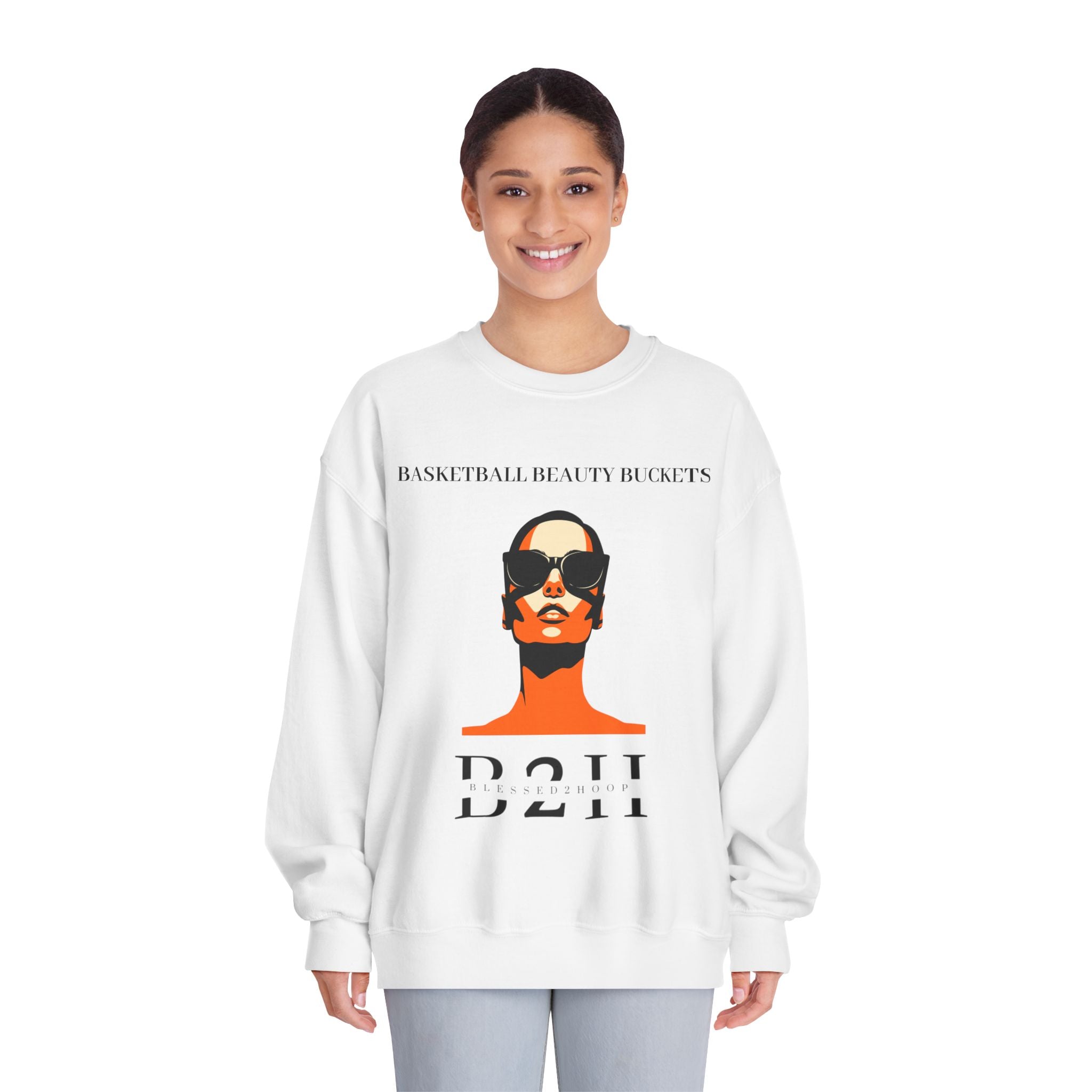 Chic Basketball-Inspired Crewneck Sweatshirt, Trendy Sweatshirt, Comfortable Outfit, Gift for Sports Lovers, Fashionable Loungewear