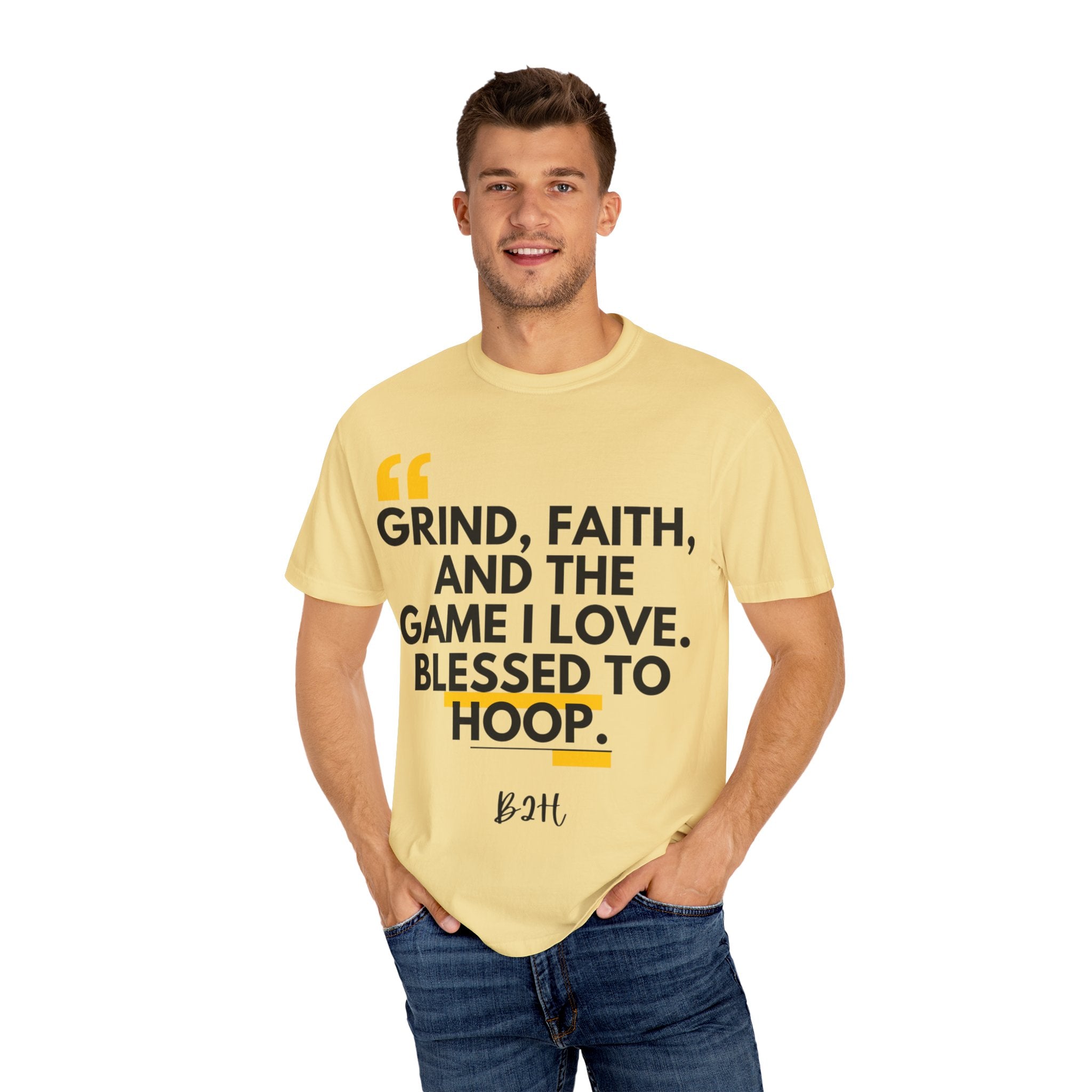 Garment-Dyed T-Shirt with Motivational Quote, Basketball Fan Gift, Inspirational Shirt, Faith and Sport Apparel, Fitness Quote Tee