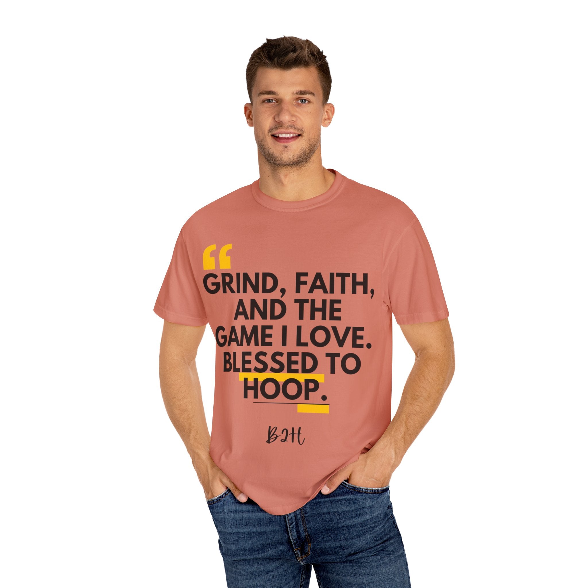 Garment-Dyed T-Shirt with Motivational Quote, Basketball Fan Gift, Inspirational Shirt, Faith and Sport Apparel, Fitness Quote Tee