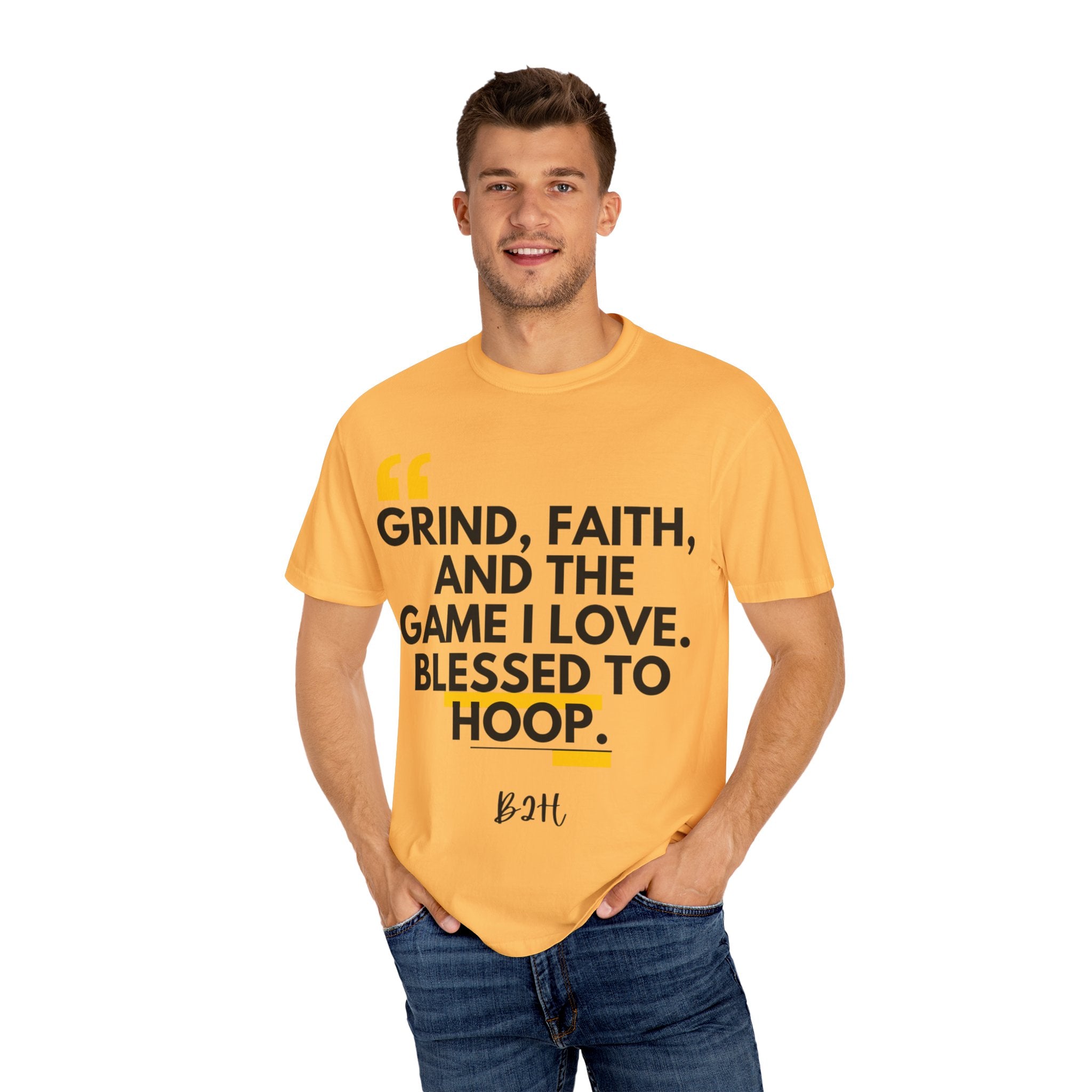 Garment-Dyed T-Shirt with Motivational Quote, Basketball Fan Gift, Inspirational Shirt, Faith and Sport Apparel, Fitness Quote Tee