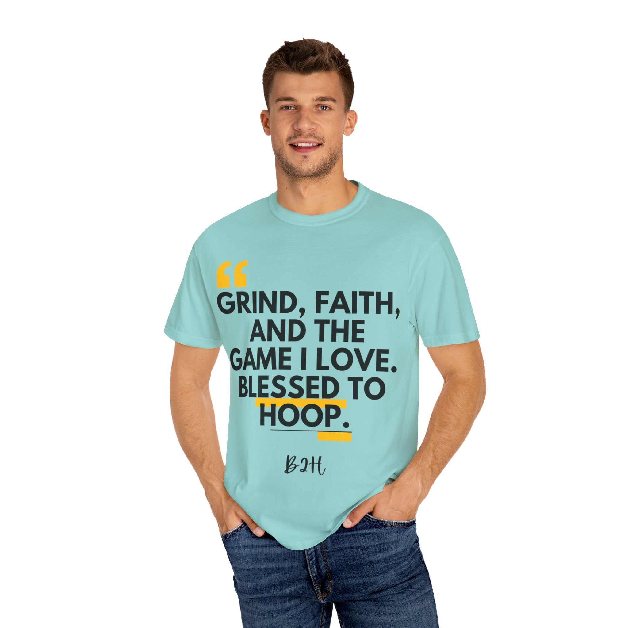 Garment-Dyed T-Shirt with Motivational Quote, Basketball Fan Gift, Inspirational Shirt, Faith and Sport Apparel, Fitness Quote Tee