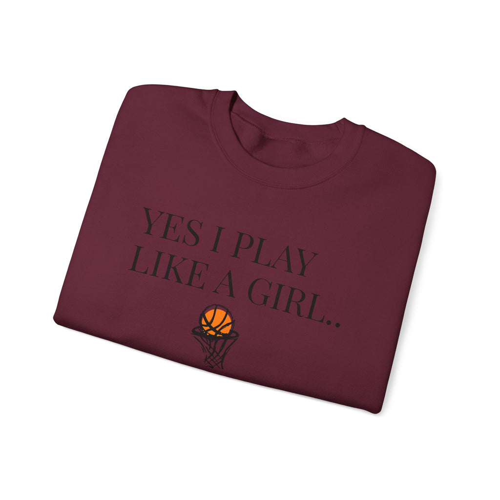 Girls Play Basketball Crewneck Sweatshirt, Unisex Sweatshirt, Sports Apparel, Gift for Athletes, Inspirational Hoodie, Sweater for Her