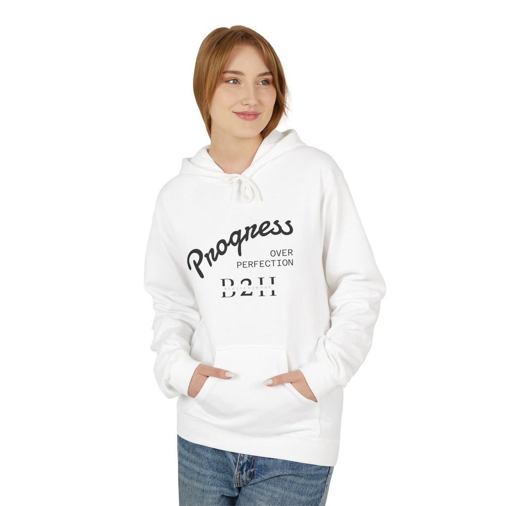 Progress Over Perfection Hoodie | Cozy Unisex Fleece Sweatshirt for Motivation, Gift for Him/Her, Inspirational Apparel, Casual Wear