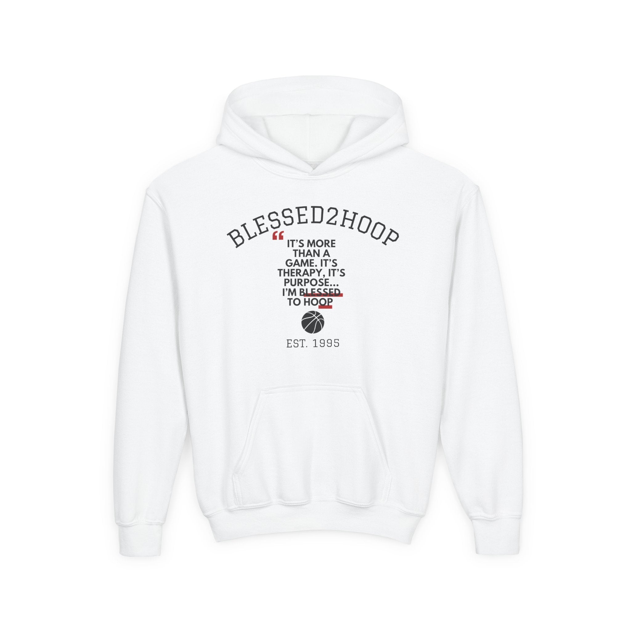 Youth Hoodie: Blessed2Hoop Basketball Sweatshirt, Trendy Sportswear, Gift for Athletes, Motivation Wear, Cozy Layer for Gamers